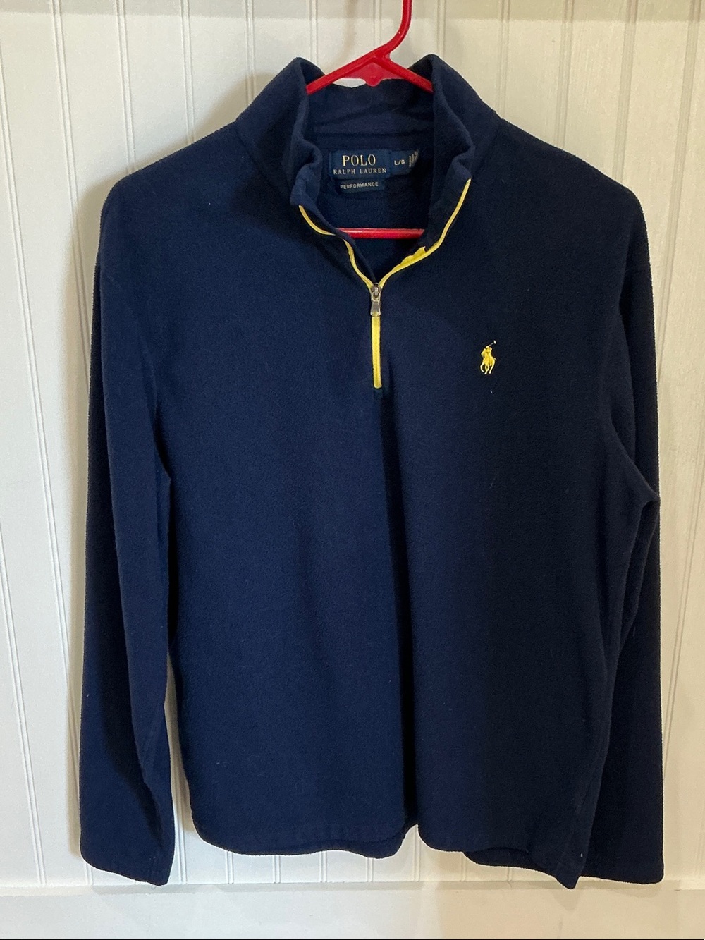 Ralph Lauren Navy Performance Quarter-Zip with Yellow Trim